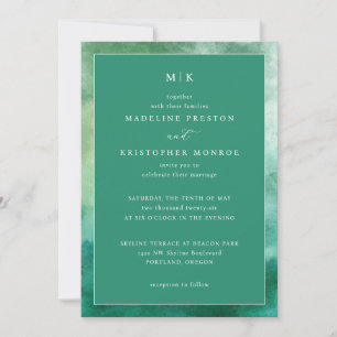 Elegant Green Watercolor Wedding Invitation