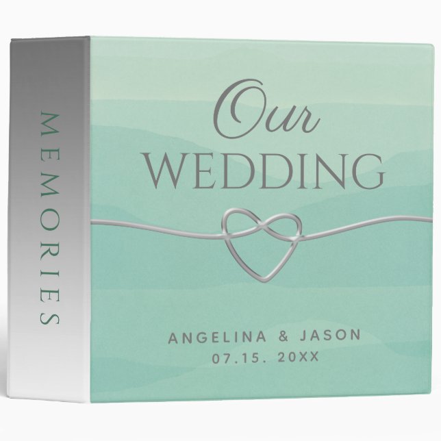 Elegant Green Wedding Album Binder (Front/Spine)