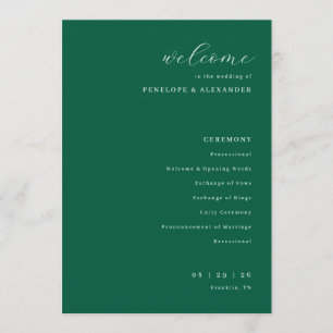 Elegant Green Wedding Ceremony Program