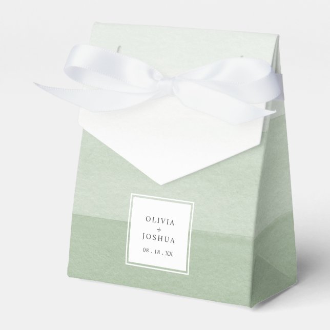 Elegant Green Wedding Favor Box (Front Side)