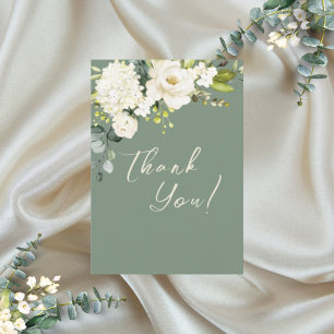 Elegant Green White Floral Thank You