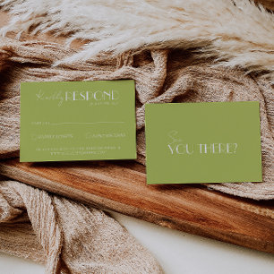 Elegant Green White Minimalist Bright Wedding RSVP Card