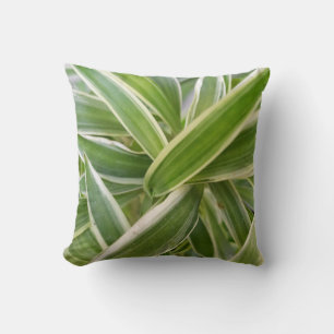 Elegant Green & White Shaded Floral Leaves Throw Pillow