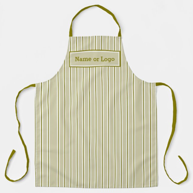 Elegant Green White Striped Apron (Front)