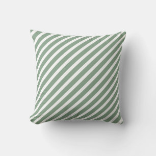 Elegant Green White Striped Throw Pillow
