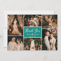 Elegant Green White Wedding Multi Photo Collage Th