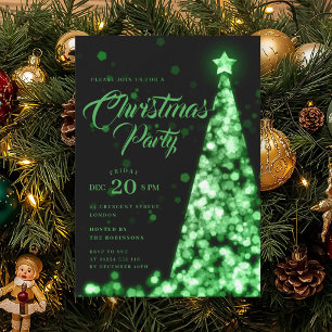 Elegant Green Winter Christmas Tree Holiday  Invitation