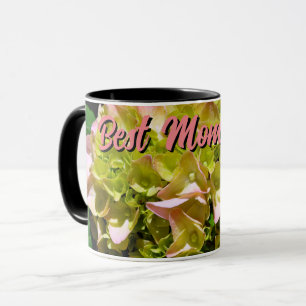 Elegant green yellow pink Hydrangea flowers Moms Mug
