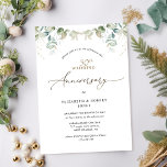 Elegant Greenery 50th Wedding Anniversary  Invitation<br><div class="desc">Celebrate the joy of your wedding anniversary with this beautiful elegant anniversary invite! Ability to add any anniversary number you need. Design with exquisite watercolor Eucalyptus greenery leaves framing your anniversary details. Your "number Wedding Anniversary" phrase in a beautiful blend of e faux gold handwritten calligraphy and block typography. Elegant...</div>