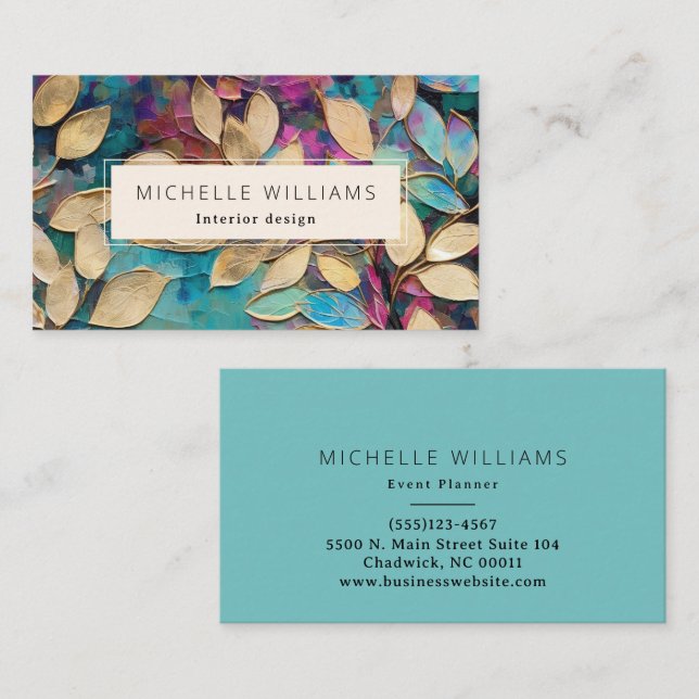 Elegant Greenery Abstract Leaf Business Card (Front/Back)