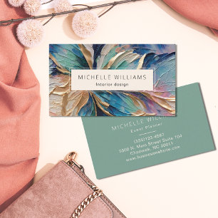 Elegant Greenery Abstract Leaf Business Card
