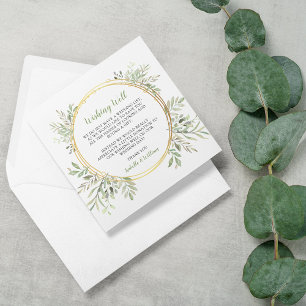 Elegant Greenery And Gold Frame Wedding RSVP Enclosure Card