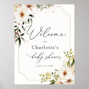 Elegant Greenery and Ivory Florals Bridal Welcome  Poster