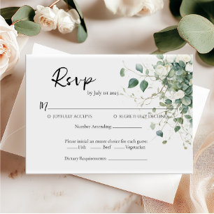 Elegant greenery and roses Wedding RSVP card