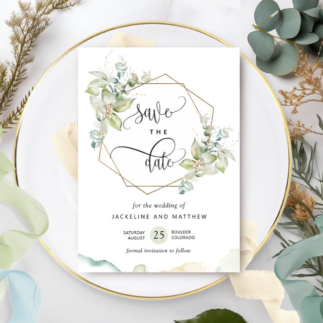 Elegant Greenery and Watercolor Wedding Save The Date (Creator Uploaded)