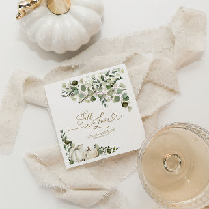 Elegant Greenery and White Pumpkin Fall Wedding Napkin