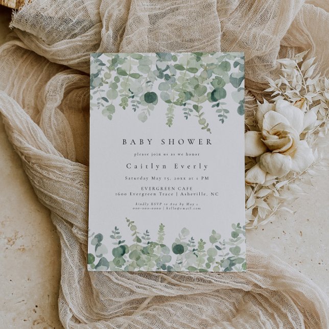 Elegant Greenery Baby Shower Invitation (Creator Uploaded)