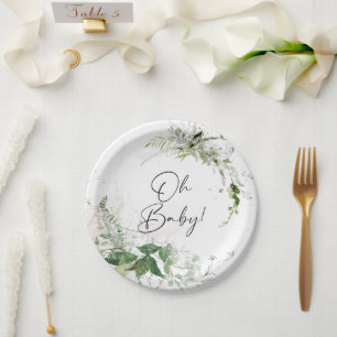 Elegant Greenery Baby Shower Plates