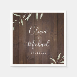 Elegant greenery barn wood county rustic wedding napkin