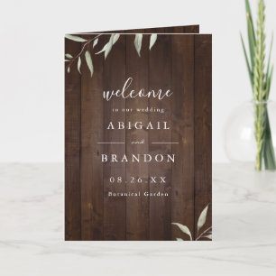 Elegant greenery barn wood county rustic wedding program