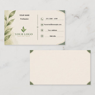 Elegant Greenery Botanical Business Card Minimalis