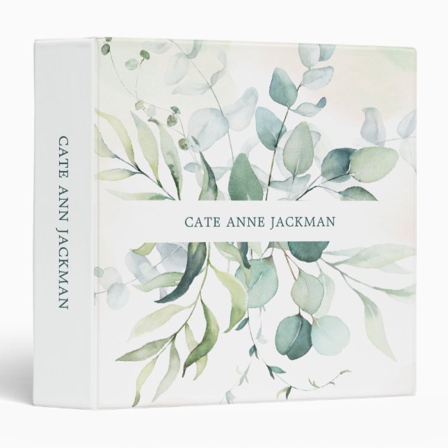 Elegant Greenery Botanical Business Eucalyptus Binder (Front/Spine)