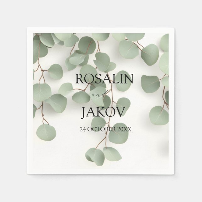 Elegant Greenery Botanical Design Napkin (Front)