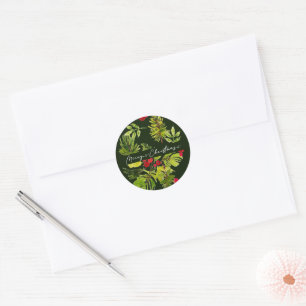 Elegant Greenery Botanical Holiday Classic Round Sticker