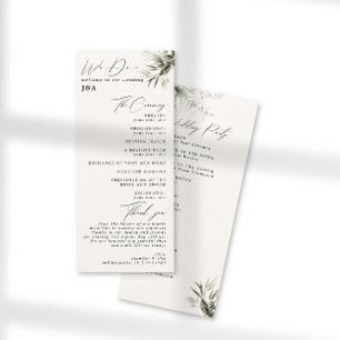 Elegant Greenery Botanical Ivory Wedding Program