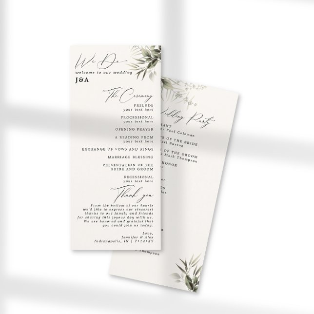 Elegant Greenery Botanical Ivory Wedding Program (Creator Uploaded)