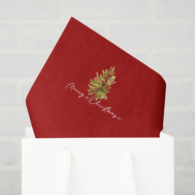Elegant Greenery Botanical Merry Christmas Tissue Paper (Gift Bag)