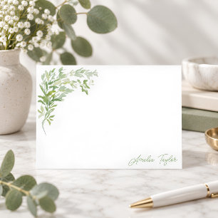 Elegant Greenery Botanical Personalized Stationery Card
