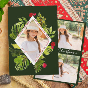 Elegant Greenery Botanical Photo  Holiday Card