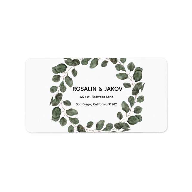 Elegant Greenery Botanical Return Address Label (Front)