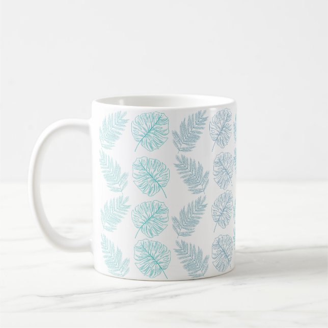 Elegant Greenery Botanical Tropical Leaves Pattern Coffee Mug (Left)