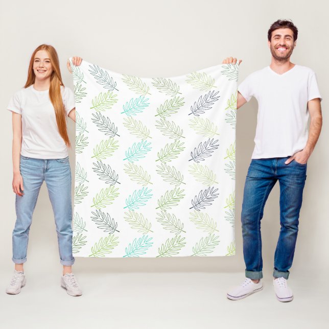 Elegant Greenery Botanical Tropical Leaves Pattern Fleece Blanket (In Situ)