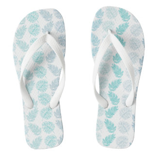 Elegant Greenery Botanical Tropical Leaves Pattern Flip Flops