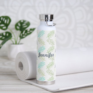 Elegant Greenery Botanical Tropical Leaves Pattern Water Bottle