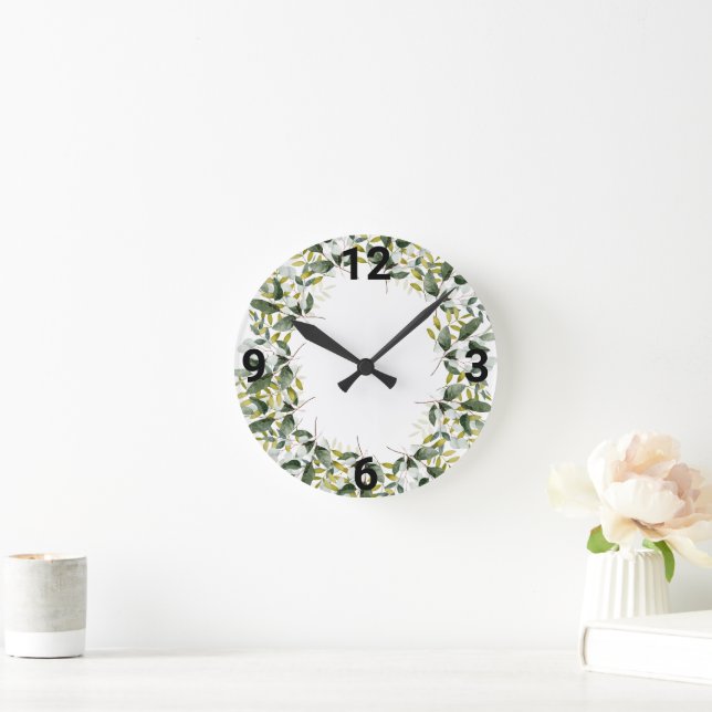 ELEGANT GREENERY BOTANICAL WALL CLOCK (Home)