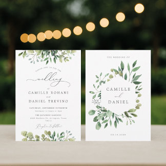 Elegant Greenery Botanical Wedding Invitation