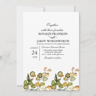 Elegant Greenery Botanical wedding Invitation card