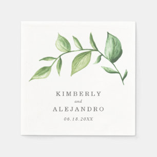 Elegant Greenery Botanical Wedding Napkin