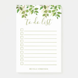 Elegant Greenery Botanical Wedding To Do List Post-it Notes