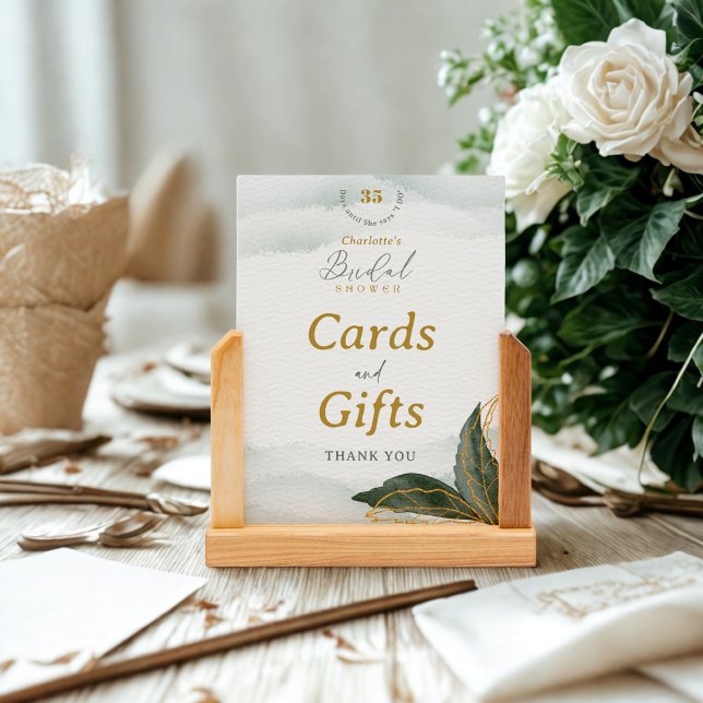Elegant Greenery Bridal Shower Cards & Gifts Sign (Creator Uploaded)