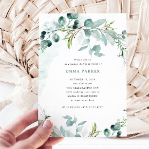 Elegant Greenery Bridal Shower Invitation