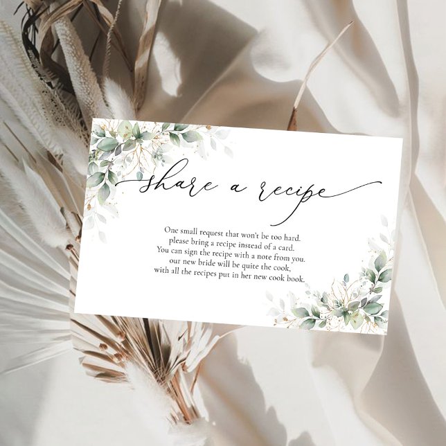 Elegant Greenery Bridal Shower Share A Recipe  Enclosure Card (Creator Uploaded)