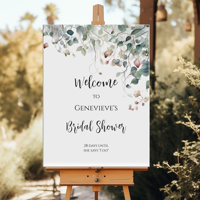 Elegant greenery bridal shower welcome sign (Creator Uploaded)