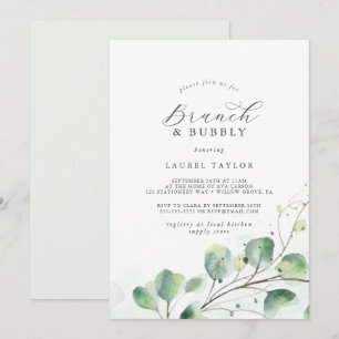 Elegant Greenery Brunch and Bubbly Bridal Shower Invitation