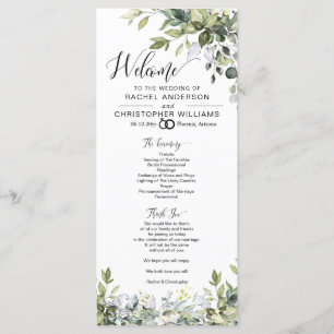 Elegant Greenery Calligraphy Wedding Program