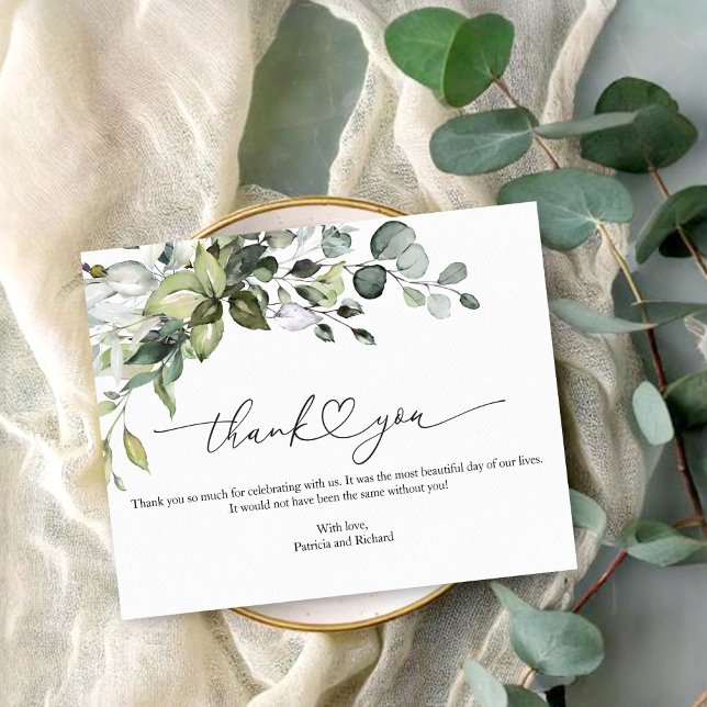 Elegant Greenery Calligraphy Wedding Thank You  (Creator Uploaded)